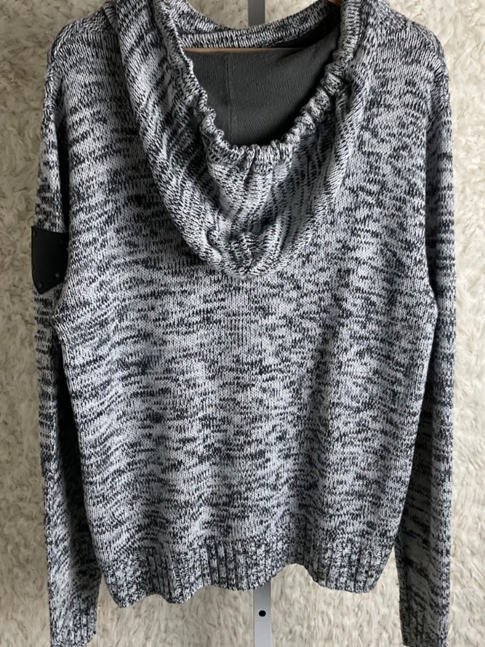 DARK BLACK BRAND WOMEN'S GRAY/BLACK HOODIE SWEATER~SIZE LARGE TALL! - Picture 4 of 9